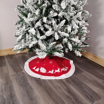 91cm Fabric Christmas Tree Skirt with Santa & Sleigh Design