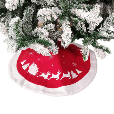 91cm Fabric Christmas Tree Skirt with Santa & Sleigh Design - 4