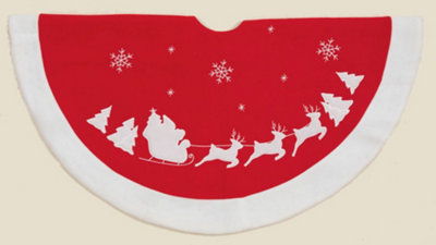 91cm Fabric Christmas Tree Skirt with Santa & Sleigh Design - 5