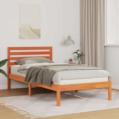 Berkfield Brown With Headboard Wax 75 X 190 Cm Solid Pine Wood