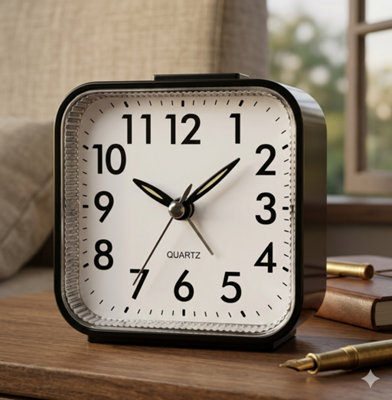 Quartz Silent Alarm Clock With Night Light No Ticking Snooze Small Bedside Clock from B&Q