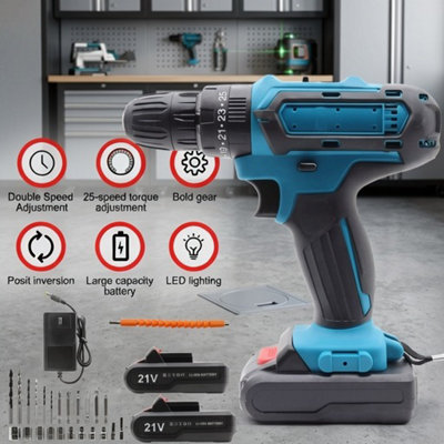  - Cordless Hammer Drill SetElectric Impact Driver Screwdriver2 Batteries