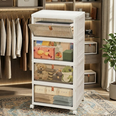  - Storage Boxes With Lid Plastic Storage Organizer 4 Tier With Wheels