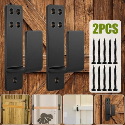  - Door Barricade Brackets Heavy Duty Door Bar Holder Home Security Metal 2X Pack