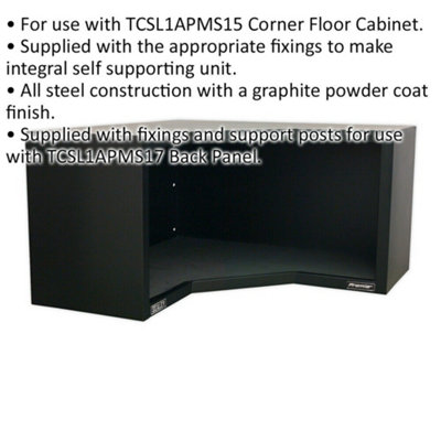 930mm Heavy Duty Modular Corner Wall Cabinet - Steel Construction - Fixings