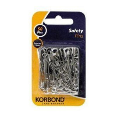 Korbond Pack of 50 Assorted Silver Safety Pins - Image 5