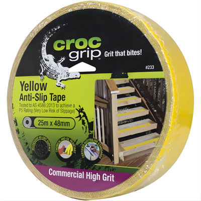Accessotech Croc Grip 25M Yellow Anti-Slip Tape Roll 48mm Heavy Duty Safety Grip Tape from B&Q