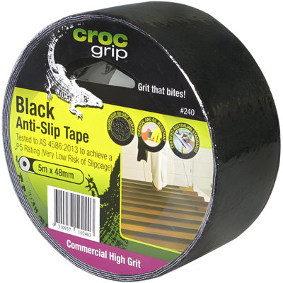Accessotech Croc Grip 5M Black Anti-Slip Tape Roll 48mm Heavy Duty Safety Grip Tape Single Roll from B&Q