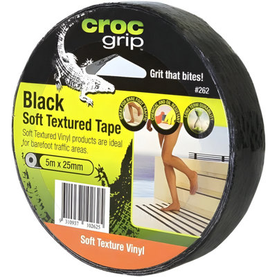 Accessotech Croc Grip 5M Black Anti-Slip Tape Roll 25mm Heavy Duty Safety Grip Tape Single Roll from B&Q