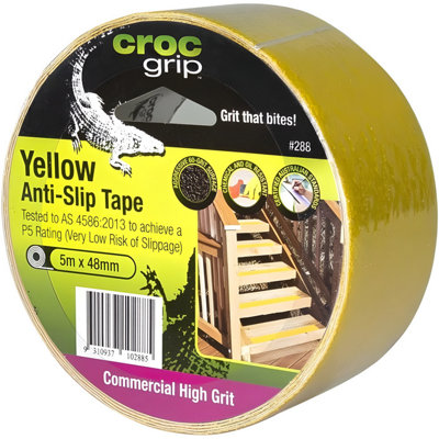 Accessotech Croc Grip 5M Yellow Anti-Slip Tape Roll 48mm Heavy Duty Safety Grip Tape Single Roll from B&Q