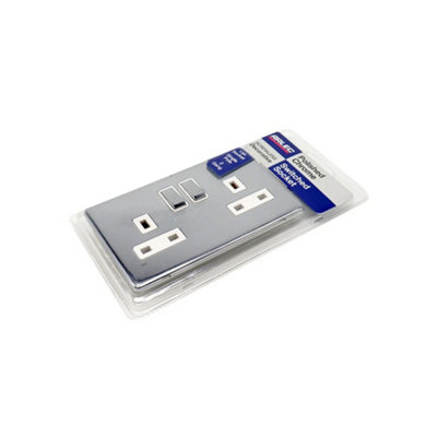 Polished Chrome 13A 2 Gang Switches & Sockets from B&Q
