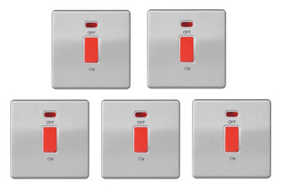 Arlec Metal Screwless 45A 1 Gang Double Pole Switch with Neon - Stainless Steel - Image 4