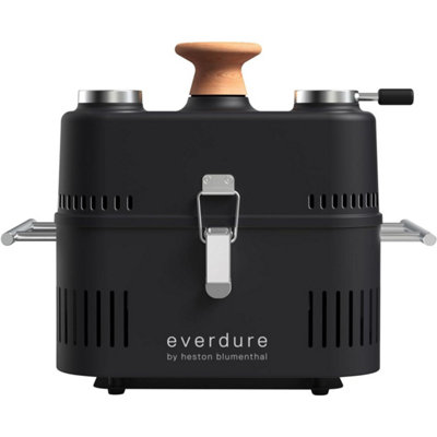 Everdure By Heston Blumenthal Cube Portable Charcoal Bbq GrillCompact Travel Barbecue With Bamboo TrayChrome RackPorcelain