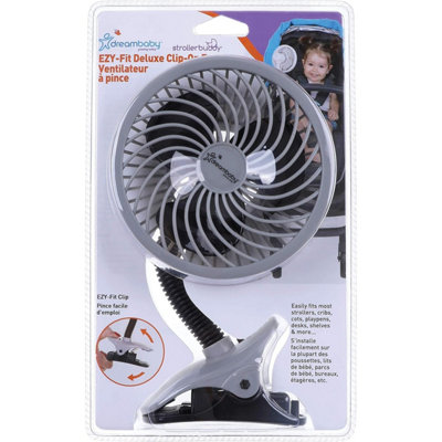 Dreambaby Ezy Fit Deluxe Clip On Stroller Fan Black/grey Portable Flexible Baby Cooling Fan With Safety Guard from B&Q