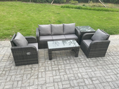 Fimous Wicker Rattan Garden Furniture Set Outdoor Lounge Sofa Set With Reclining Chair Coffee Table Side Table For Terrace from B&Q