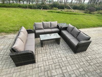 Fimous Outdoor Lounge Sofa Set Rattan Garden Furniture Set With Rectangular Coffee Table Side Table 3 Seater Sofa from B&Q