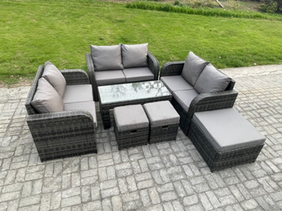 Fimous Outdoor Garden Furniture Sets 7 Pieces Wicker Rattan Furniture Sofa Sets With Coffee Table Love Seat Sofa 3 Footstools from B&Q