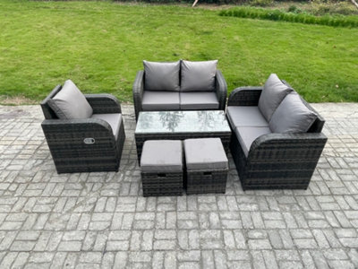 Fimous Patio Garden Furniture Sets Wicker Outdoor Rattan Furniture Sofa Sets With Rectangular Coffee Table Love Seat Sofa