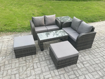Fimous Rattan Wicker Garden Furniture Patio Conservatory Sofa Set With Rectangular Coffee Table Reclining Chair from B&Q