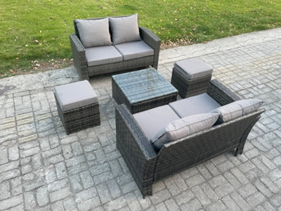 B&Q -  Rattan Garden Furniture Set 5 Piece Patio Rattan Furniture Sofa Includes 2 Double Seat SofaCoffee Table