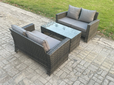 Fimous 3 Pieces Garden Furniture Sets Poly Rattan Outdoor Patio Furniture Pe Wicker Furniture Set With Loveseat And Table