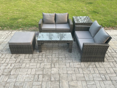 Fimous 5 Pieces Garden Furniture Sets Poly Rattan Outdoor Patio Furniture Pe Wicker Furniture Set With Loveseat And Table