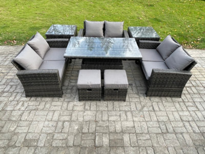 Fimous Wicker Pe Rattan Garden Furniture Set Height Adjustable Rising Lifting Table Sofa Dining Set With 2 Seater Sofa Sofa from B&Q