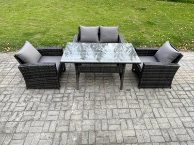 B&Q -  Wicker Outdoor Garden Furniture Set Patio Furniture Rattan Rectangular Dining Table Lounge Sofa For Terrace