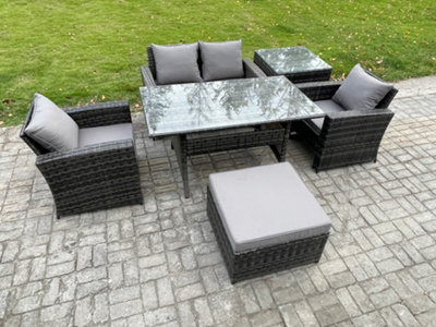B&Q -  Pe Wicker Outdoor Garden Furniture Set Patio Furniture Rattan Rectangular Dining Table Lounge Sofa For Balcony