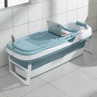 Fimous Portable Folding Freestanding Shower Bathtub 158X63 Cm, Large Foldable Bath For Adults & Children, Includes Foot Massage Roller - Image 3