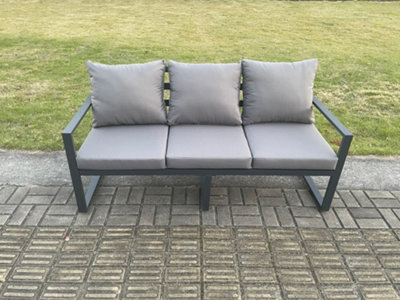 Fimous Aluminium Outdoor Garden Sofa Patio Lounge 3 Seater Sofa For Balcony, Terrace,Swimming Pool Dark Grey - Image 4