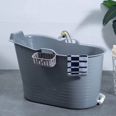 Fimous Bathtub For AdultsSoaking Bathtub For Hot Bath And Ice Bath Freestanding Bath Tub Grey from B&Q