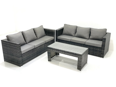 Fimous Dark/Grey Garden Outdoor Rattan Furniture Set With Sofa Coffee Table Mixed