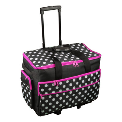 B&Q -  Sewing Machine Trolley Bag Black And White Spot With Pink Trim53 X 41 X 29Cm