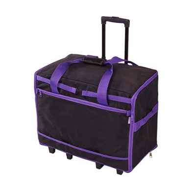 Sewing Online Xl Sewing Machine Trolley Bag Plain Black With Purple Trim60 X 42 X 30Cm from B&Q