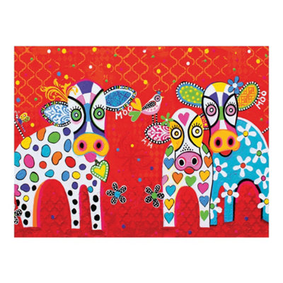 B&Q -  Love Hearts Happy Moo Day Tea Towel