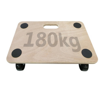 B&Q -  Plywood Dolly Trolley With Grip Pads45X30Cm Heavy-Duty Anti-Slip Transport Roller Trolley180Kg Load Capacity