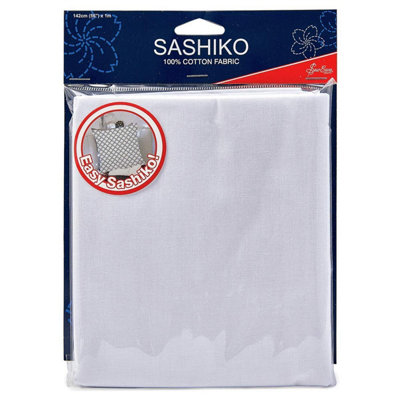 Groves Of Thames Fabric 1Mx142cm Wht - Sashiko: Cotton Fabric: 1M X 1.42M: - Sew Easy White