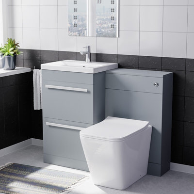 Nes Home 500mm Basin Vanity Cabinet & Wc With Square Rimless Toilet from B&Q