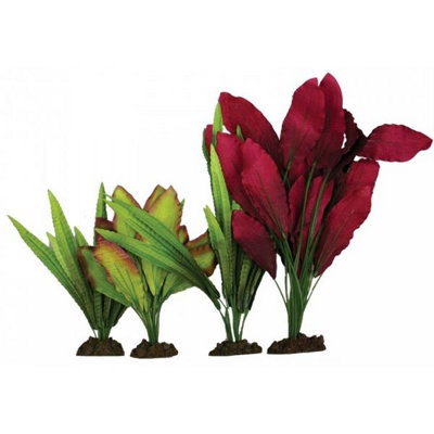 B&Q -  Silk Plant 4Pk Mix Artificial Aquarium Plants Fish Tank Decoration