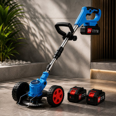  - White Winds Limited 21V Cordless Grass TrimmerWheeled Lawn Edger With 2 Batteries