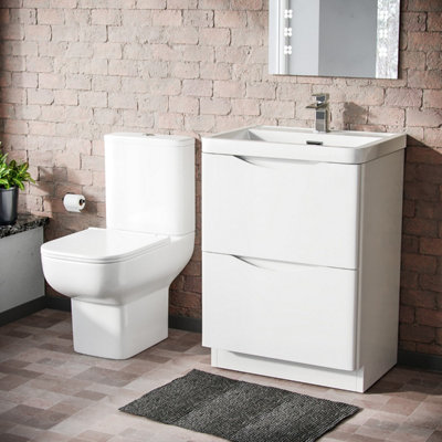 600mm 2 Drawer Vanity Basin Unit & Close Coupled Toilet - Image 3
