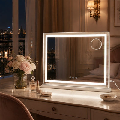 Inmtfei White Led Vanity Mirror 50X42cm Dimmable Lighted Makeup Mirror Usb In | Size: 50X42 Cm - Image 6