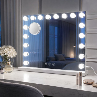 B&Q Inmtfei Hollywood Led Vanity Mirror 80X60Cm, 3 Modes, Smart Touch,memory, 5X Magnifier, Usb Charging,table Wall Mountable