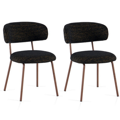 Sonara Unisex Black Set Of Linen Fabric Mid-Century Dining Chairs With Handle In Size 2 - Image 2