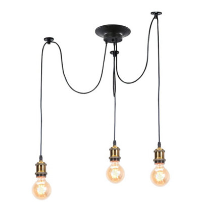 Idegu Modern And Retro Pendant Light3 Arms Diy Spider Chandelier Creative Adjustable 150 Cm Vintage Ceiling Lamp Fixture With from B&Q
