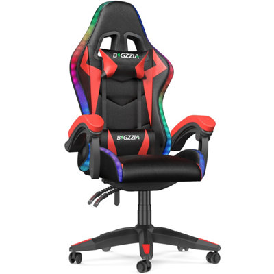 Onemill Ergonomic Gaming Chair With Led Lighting EffectsHeight Adjustable Backrest With Lumbar & Headrest Support from B&Q