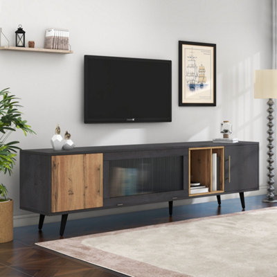 HomeTouch Modern Wood And Grey Grain Tv Stand Tv Unite With Large Storage Space Living Room Furniture from B&Q