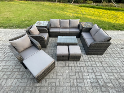 Fimous Patio Garden Furniture Sets Wicker 10 Seater Outdoor Rattan Furniture Sets With Rectangular Coffee Table