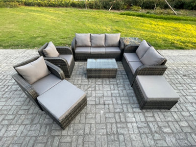 Fimous Patio Garden Furniture Sets Wicker Outdoor Rattan Furniture Sofa Sets With Rectangular Coffee Table Loveseat Sofa from B&Q